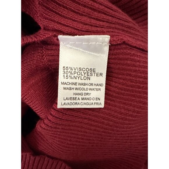 Cozy Co. by Cozy Casual Ribbed Burgundy Sweater Top With V-Neck Long Sleeves XS - Picture 10 of 11